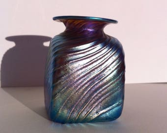 IRIDESCENT ROBERT HELD Glass Vase Hand Blown
