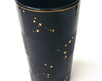 Black and Gold Checherboard ROSENTHAL Vase Designed By Frogen YANG and Elsa Fischer TREYDEN