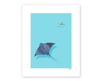 Eagle Ray Art Print: Giclee Sea Life Wall Art