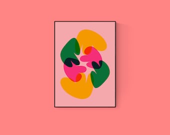 Twist A4 Print / Abstract Riso Print / Recycled Paper / Gallery Wall Art / Riso Print / Botanical Print / Plant Wall Art