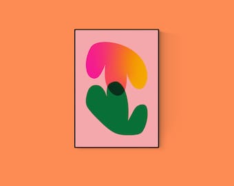 Sunset A4 Print / Abstract Riso Print / Recycled Paper / Gallery Wall Art / Riso Print / Botanical Print / Plant Wall Art