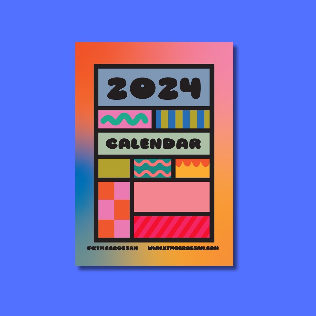 2024 A3 Wall Calendar / Recycled Paper / Graphic Print / Etsy