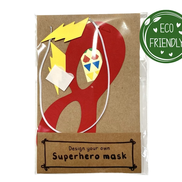 DIY Superhero Mask Craft Kits x5 (4 Colours!) | Eco-Friendly Party Favour | Compostable Party Bag Superhero Mask
