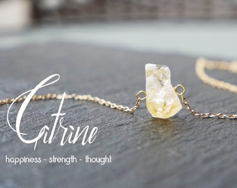 Raw Citrine Necklace - November Birthstone - Raw Crystal Necklace - Dainty Raw Crystal Necklace - Chakra Healing Necklace - Gift For Her