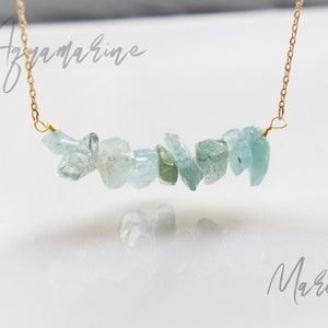 Aquamarine Necklace - Raw Aquamarine Crystal Necklace - March Birthstone Necklace - Raw Crystal  Gemstone Birthstone Necklace - Gift For Her