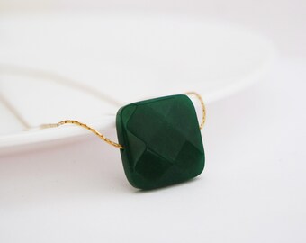 Aventurine Necklace - Genuine Faceted Aventurine Pendant - Natural Aventurine Necklace - Large Aventurine Crystal Necklace - Crystal Pendant