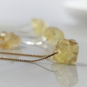 Raw Citrine Necklace - November Birthstone Necklace - Raw Citrine Pendant - Raw Birthstone Jewelry - Gemstone Necklace - Raw Crystal Nugget