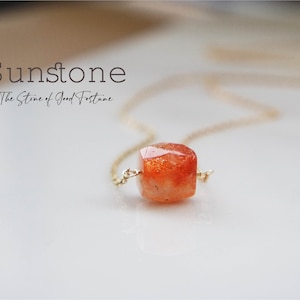 Sunstone Necklace - Dainty Sunstone Gemstone Necklace - Oregon Sunstone Necklace - Orange Stone Necklace - Sunstone Pendant - Gift For Her