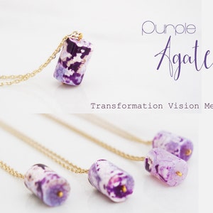 Purple Agate pendant - Grape Agate Necklace - Purple Agate Bar Necklace - Lavender Crystal Necklace - Crown Chakra Gemstone Necklace - Boho