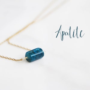 Natural apatite Crystal Necklace - Apatite Necklace - Dainty Gemstone Choker - Apatite Pendant - Blue apatite Necklace - Gemini Necklace