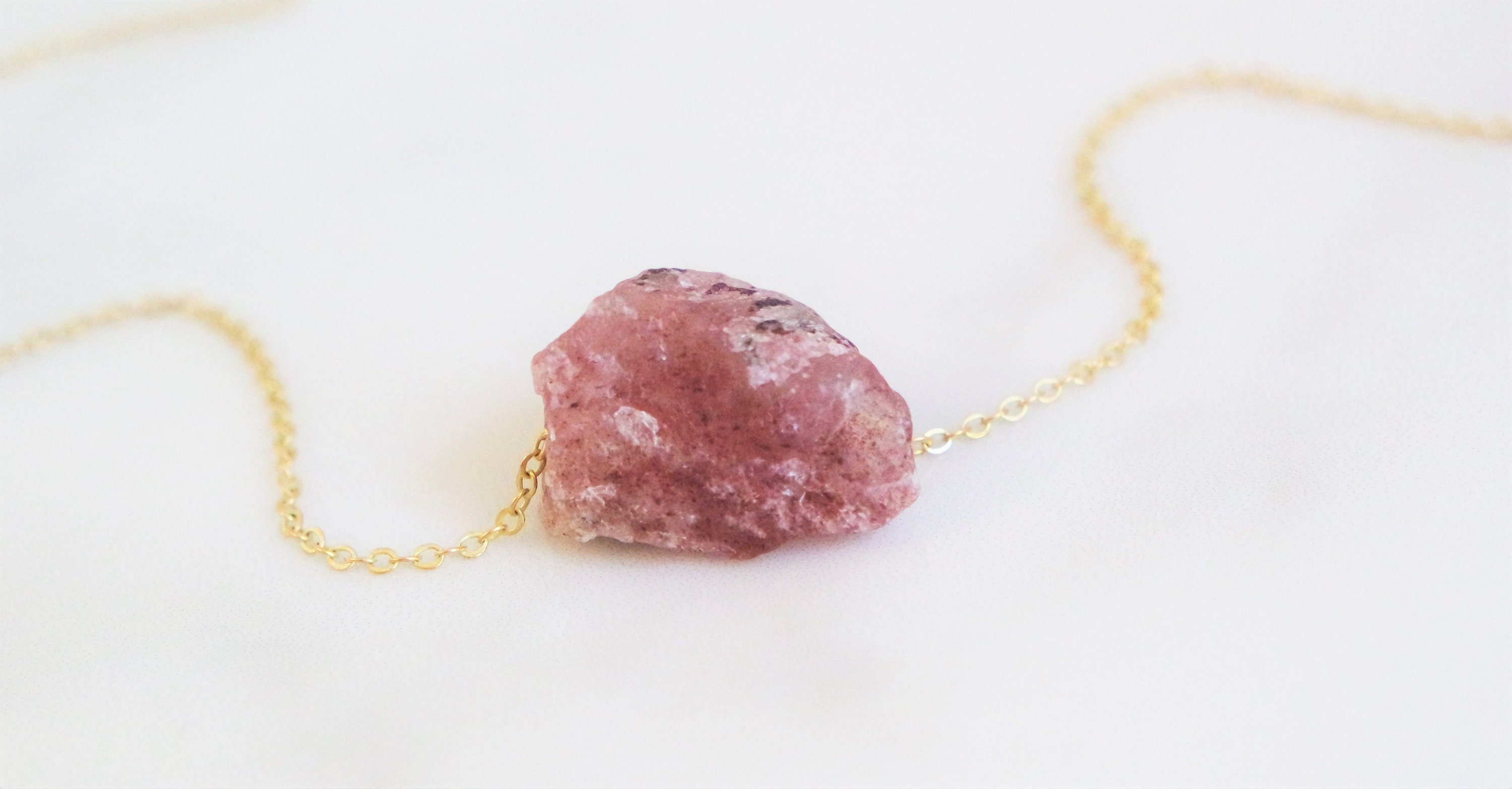 Drift Cluster Strawberry Quartz Necklace