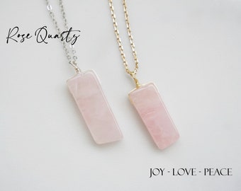 Rose Quartz Pendant Necklace - Crystal Point Jewelry - Wire Wrapped Drop Pendant - Raw Rose Quartz Necklace - Pink Stone Necklace - Boho