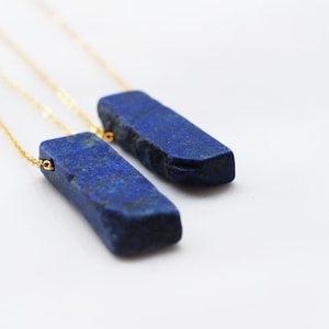 Natural Lapis Lazuli Point Necklace - Gold or Silver Chain