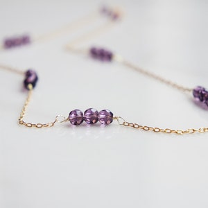 Amethyst Bar Necklace - Tiny Purple Amethyst Choker Necklace - Aquamarine Crystal Necklace - Beaded Choker - Minimal Necklace - Gift For Her