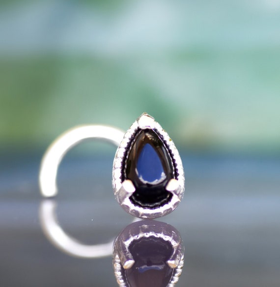 Black Nose Stud Black Gemstone Nose Piercing Black Stone Nose Jewelry Pear Shape Nose Studs