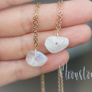 Moonstone Necklace - June Birthstone - Genuine Moonstone Necklace - Raw Moonstone Necklace - Moonstone Pendant - Gift For Her - Boho Chic