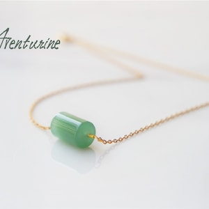Gold Aventurine Necklace - Aventurine Pendant - Aventurine Choker Necklace - Aventurine Crystal Pendant - Green Aventurine - Gift For Her
