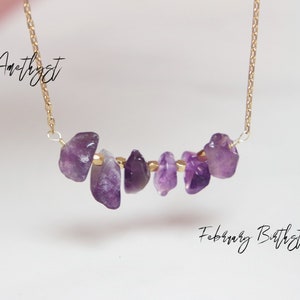 Amethyst Crystal Necklace - Raw Amethyst Necklace - Statement Necklace - Gold Amethyst Necklace - Crystal Birthstone Necklace - Gemstone Bar