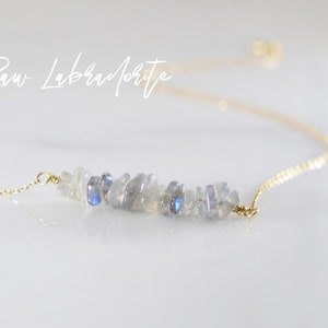 Roher Labradorit Choker: Minimalistische Kristall Halskette