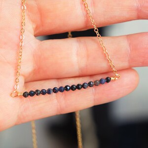Sapphire Necklace - Gold Sapphire Necklace - Genuine Sapphire - Women&#39;s Gemstone Choker Necklace - Faceted Sapphire - September Birthstone