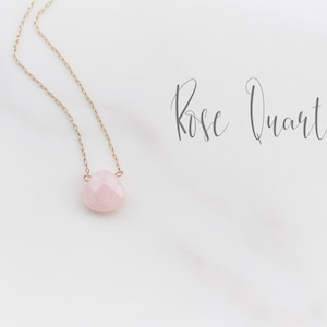 Dainty Rose Quartz Necklace - Genuine Rose Quartz - Gold Necklace - Bridesmaid Gifts - Birthstone Necklace -Healing Crystal - Gift For Her