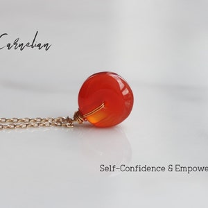 Dainty Carnelian Necklace - Real Orange Carnelian Gemstone Jewelry - Carnelian Pendant - Carnelian Crystal Pendant Necklace - Gift For Her