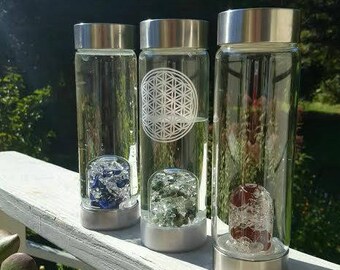 Crystal Infused Glass Water Bottle