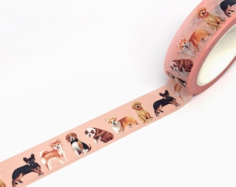 Dog Washi Tape / Dog Planner Tape / Decorative Dog Washi / Kawaii Dog Gift Wrapping / Scrapbook Crafting Tape