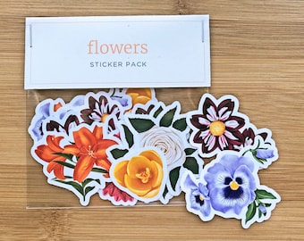 Flower Sticker Pack 12pc / Flower Stickers / Gardening Stickers / Spring Stickers / Planner Stickers / Laptop iPad Stickers / Decals