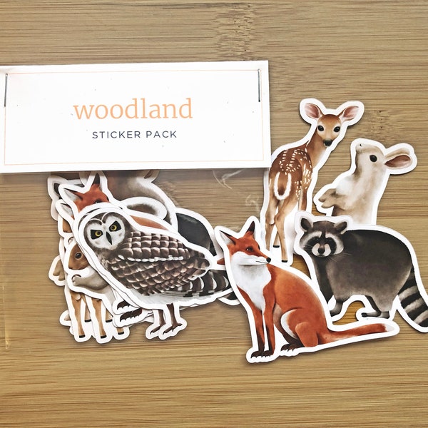 Woodland Sticker Pack 12pc / Forest Animal Stickers / Animal Sticker Pack / Planner Stickers / Laptop and iPad Stickers / Decals