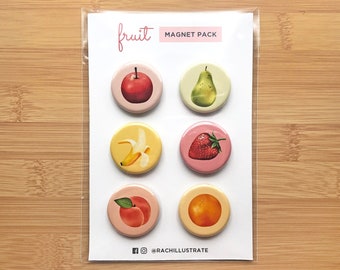 Fruit Magnet Pack / Refrigerator Magnets / Fruit Magnets / Fridge Magnets / Kitchen Magnets / Locker Magnets / Cute Food