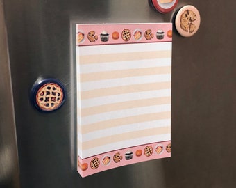 Dessert Magnetic Fridge Notepad: Grocery List Memo Pad