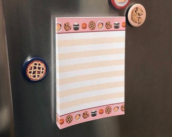 Magnetic Fridge Dessert Notepad / Grocery Food List Magnet / Cute Magnetic To-Do List / Memo Pad / Recipe Cards