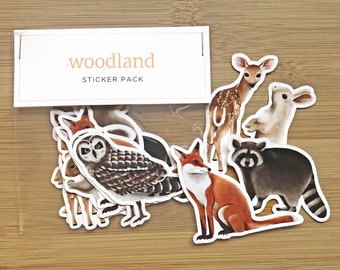 Woodland Sticker Pack 12pc / Forest Animal Stickers / Animal Sticker Pack / Planner Stickers / Laptop and iPad Stickers / Decals