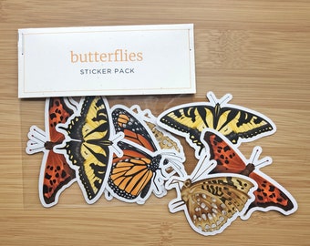 Butterfly Sticker Pack 10pc / Butterfly Stickers / Monarch Sticker Pack / Butterflies / Planner Stickers / Laptop iPad Stickers / Decals