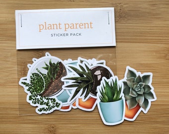 Plant Sticker Pack 12pc / Plant Stickers / Succulent Stickers  / Garden Pack / Planner Stickers / Laptop and iPad Stickers / Decals