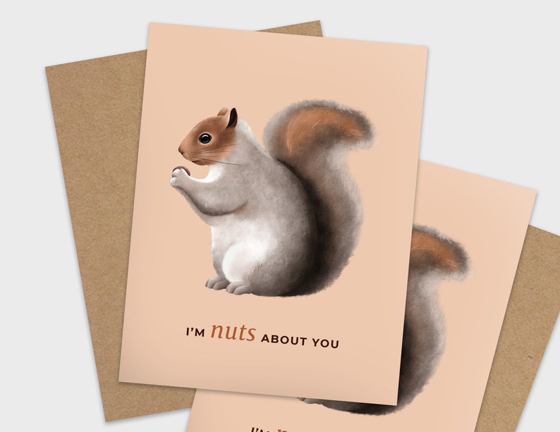 Funny Love Card Set of 10 / Nuts About You Pun Anniversary Cards / Romantic Valentines / For Husband / Wife / For Boyfriend / Girlfriend image 2