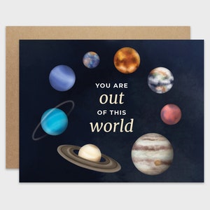 Funny Space Pun Card: &#39;Out of This World&#39; Friendship Card