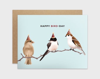 Funny Birthday Card / Bird Pun Birthday Card / Happy Bird Day / For Him / Her / For Mom / Dad / Cute Greeting Card