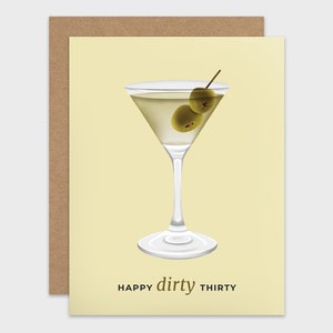 Funny Birthday Card / Dirty Thirty Pun Birthday Card / Martini Greeting Card / For Him / For Her / Alcohol Greeting Card