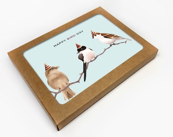 Funny Birthday Card Set of 10 / Bird Pun Birthday Cards / Happy Bird Day / Cards for Him / Her / For Mom / Dad / Cute Greeting Cards