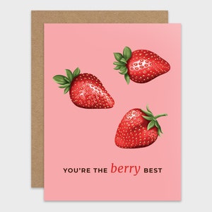 Drôle de carte d’amitié / Carte de Saint-Valentin Strawberry Pun / Carte d’appréciation / Carte d’amour anniversaire / Carte de vœux amusante / Carte Punny