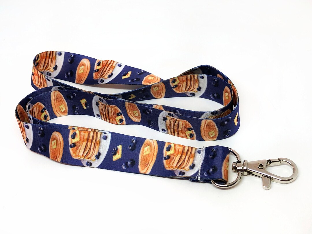 Pancake Lanyard / Breakfast Food ID Badge Holder / Pancake Keychain