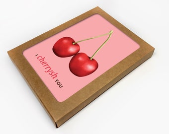 Funny Love Card Set of 10 / Cherry Pun Anniversary Cards / Romantic Cards / Valentines / For Husband / Wife / For Boyfriend / Girlfriend