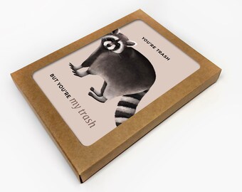 Funny Love Card Set van 10 / Raccoon Pun Anniversary Cards / Romantische Valentijnskaarten / Voor man / vrouw / voor vriendje / vriendin