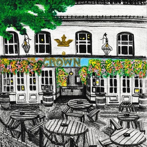 Limited Edition Signed Numbered The Crown Pub South East London Favourite Local Pubs Blackheath Lewisham A4 Giclée Fine Art Print Drawing