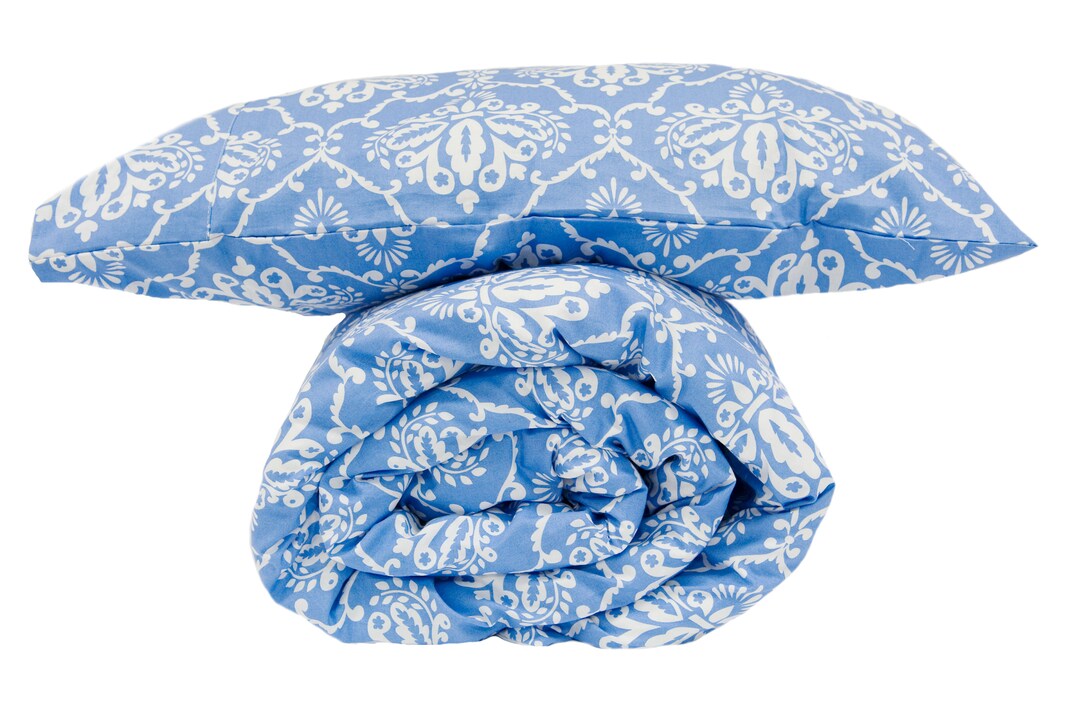 Blue Damask Doona Cover King Single Etsy