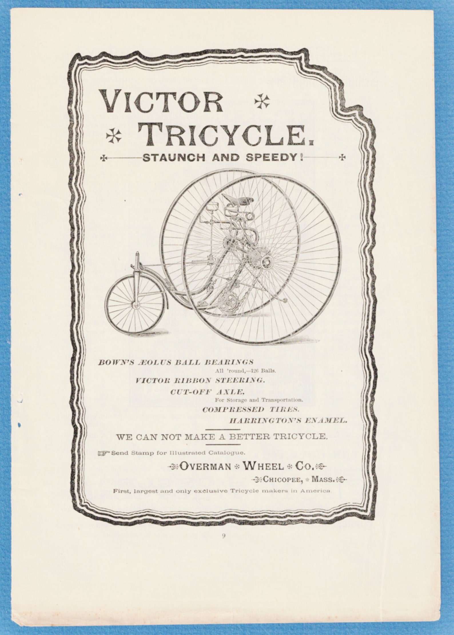Victor Tricycle Overman Wheel Co. Outing Magazine, Wheelman Edition