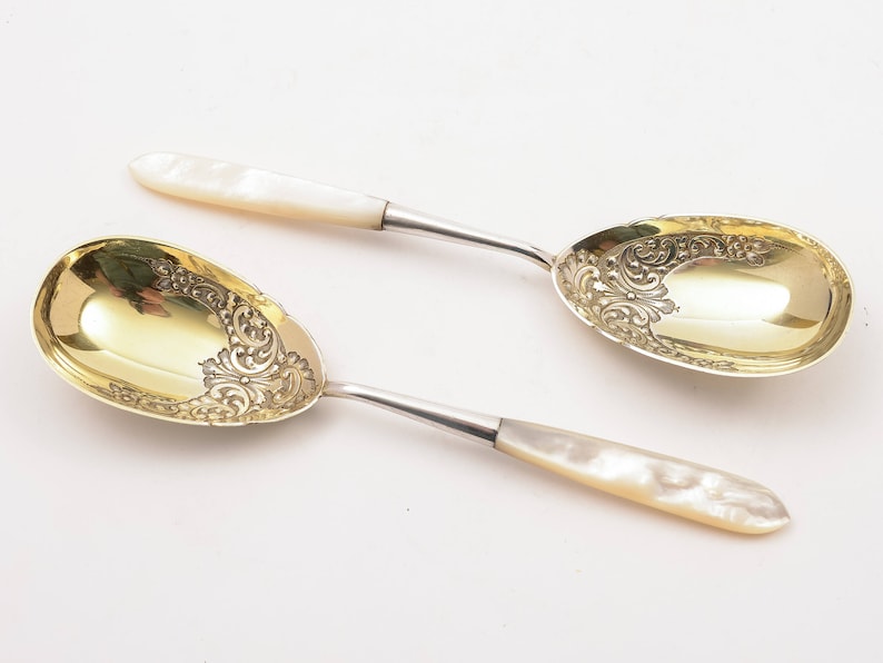 Edwardian Cased Pair of Serving Spoons Circa 1905