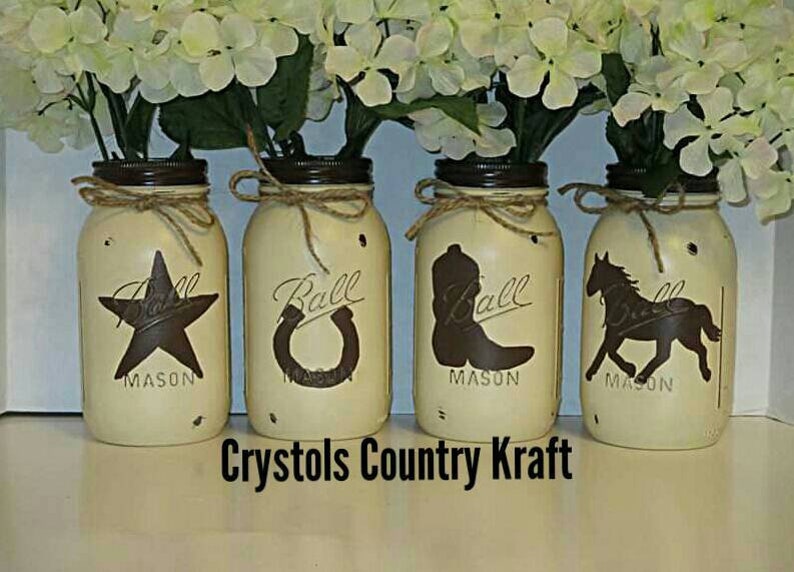 Western Vases Horse Western Star And Cowboy Boot Vases Etsy